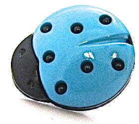 Button Ladybug with Turquoise and Black 1/2"