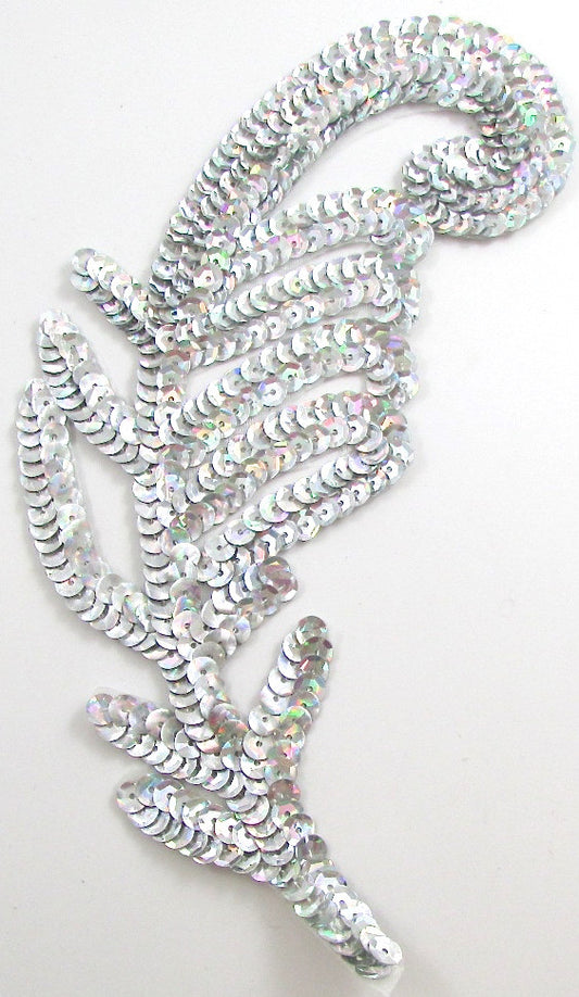 Leaf with Lazer Silver Sequins 7.5" x 4"