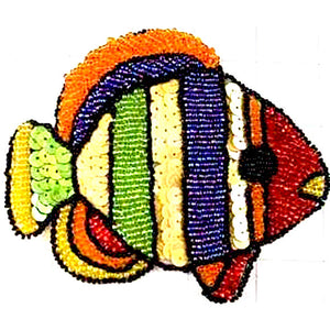 10 PACK Fish with Multi-Colored sequins and Beads 5" x 5" - Sequinappliques.com