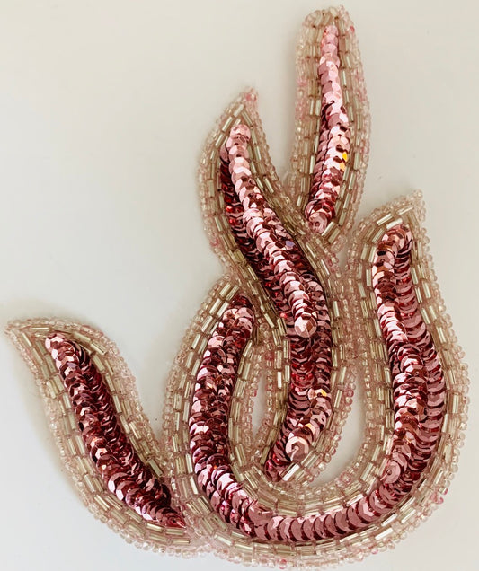 Leaf single with Pink sequins and. Lite pink Beads 6" x 4"