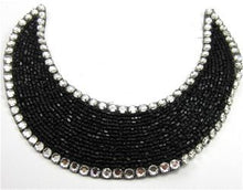 Load image into Gallery viewer, Designer Neck Line Black Beads with Rhinestone Trim 4&quot; x 5.5&quot;