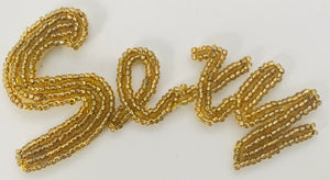 SEXY Beaded Gold Word Spelled Out 5" x 3"