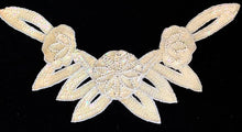 Load image into Gallery viewer, Flower Neckline with Creamy Sequins and Beaded Middle flower 16&quot; x 8&quot;