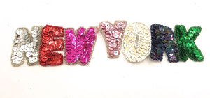 New York Word with Multi-Colored Sequins and Beads 2" x 9"
