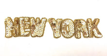 Load image into Gallery viewer, New York Word with Gold Sequins and Beads 9&quot; x 2&quot;