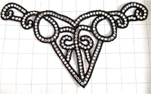 Load image into Gallery viewer, Designer Vintage Motif Neck Line with Black Beads and High Quality Rhinestones 5&quot; x 10.5&quot;