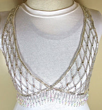 Load image into Gallery viewer, Designer Bra Bodice with Silver Beads and Fringe Small