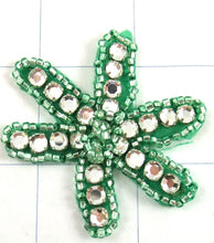 Load image into Gallery viewer, Vintage Flower Lime Green Beads with High Quality Rhinestones 2.5&quot;