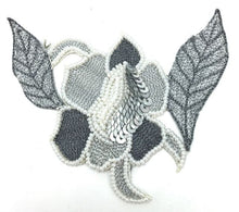 Load image into Gallery viewer, Flower with Two-Tone Grey Embroider, Sequins and Beads 3.5&quot; 3.5&quot;
