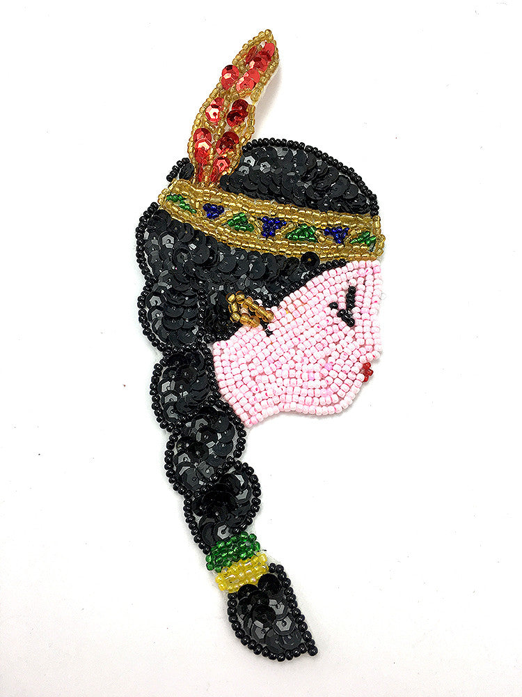 Pocahantas Native American Girl Sequin Beaded 7" x 2.5"