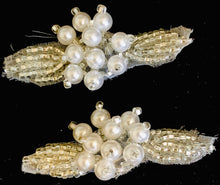 Load image into Gallery viewer, Designer Pair of Silver Beads and Pearl clusters cut off a trim remnant/vintage 2&quot; x 1&quot;
