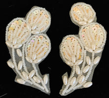 Load image into Gallery viewer, Designer Motif Flower Pair with Pinkish and White Sequins and Beads 3.5&quot; x 1.5&quot;