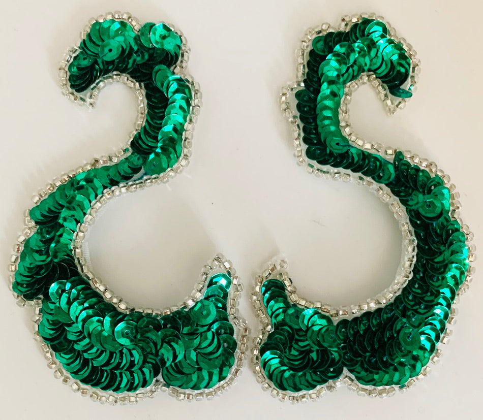 Designer Motif Emerald Green with Pearls 2.5