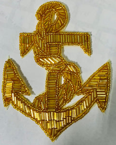Anchor with Gold Beads 4.5" x 3.5"