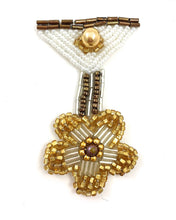 Load image into Gallery viewer, Medal Badge Motif with Gold White Bronze and Silver Beads 2&quot; x 3&quot;