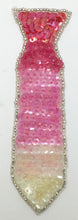Load image into Gallery viewer, Necktie with Pink, Iridescent Sequins and Silver Beads 4.5&quot; x 2&quot;