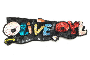 Olive Oyl Word with Multi-Color Sequins and Beads 7" x 2"