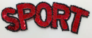 SPORT Word Two Colors Sequins and Beads 2" x 5"
