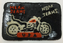 Load image into Gallery viewer, MEAN JEANS! Sequins and Beaded Motorcycle Patch 3.5&quot; x 5&quot;