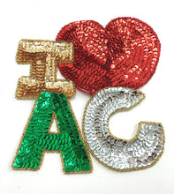 Load image into Gallery viewer, I Heart Love Atlantic City Word Multi-Color Sequins and Beads, Two Sizes 4&quot; x 3.75&quot; or 6.25&quot; x 6.75&quot;