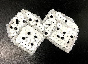Dice Choice of Red or White and Black Sequins and Beads 2.5" x 1.5"