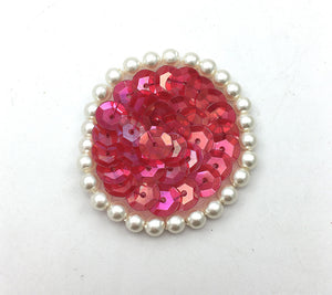Choice of Color Dot with Sequin and Pearl Edge 1.25"