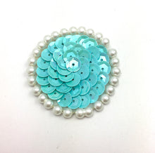 Load image into Gallery viewer, Choice of Color Turquoise Dot Sequin and Pearls 1.5&quot;