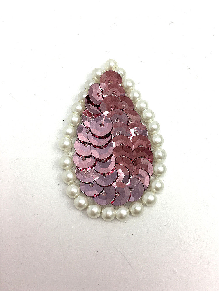 Designer Teardrops with Choice of Color Sequins and White Pearl Beads 1.75"