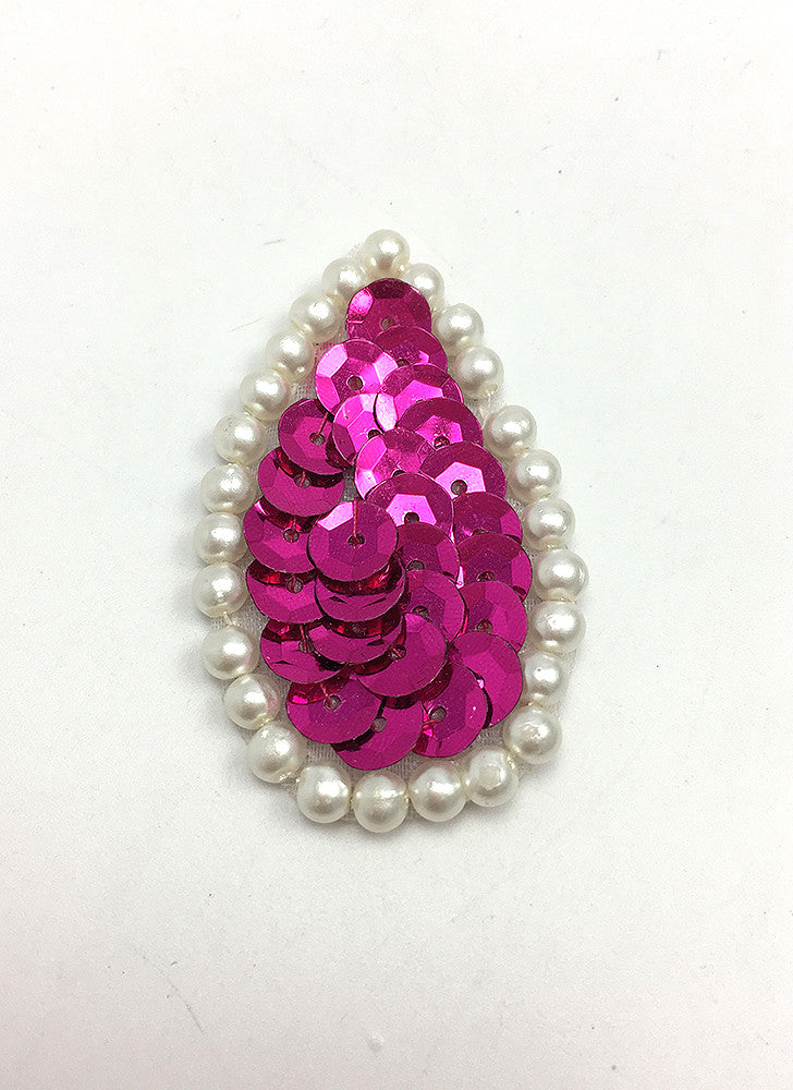 Designer Teardrops with Choice of Color Sequins and White Pearl Beads 1.75"