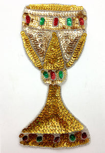 Medieval Goblet Cup with Multi-Color Sequins and Silver Beads 8.25" x 3.75"