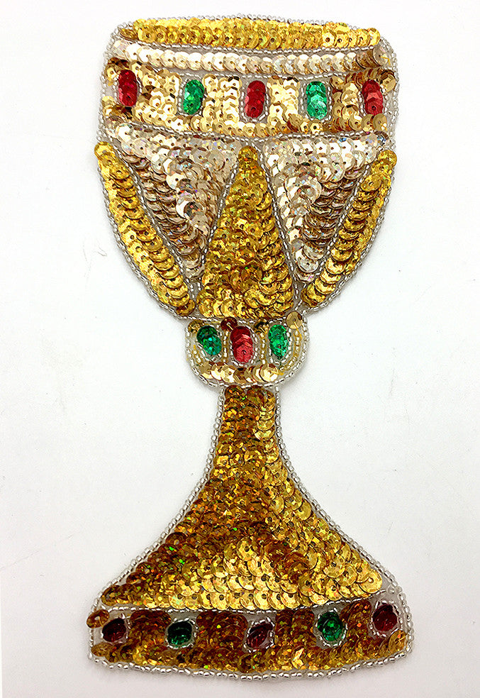 Medieval Goblet Cup with Multi-Color Sequins and Silver Beads 8.25