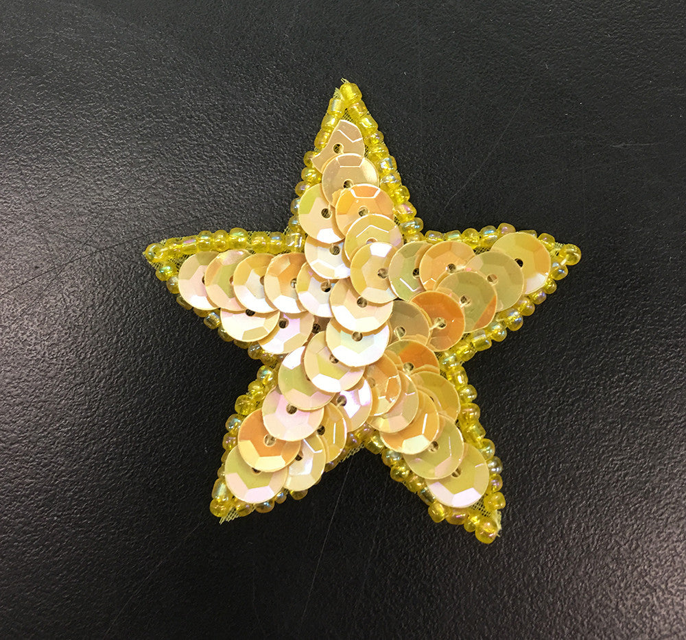Star with Beige Sequins and Yellow Beads in 3 variants
