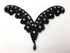 Designer Motif with Black Beads and Rhinestones 6" x 5"