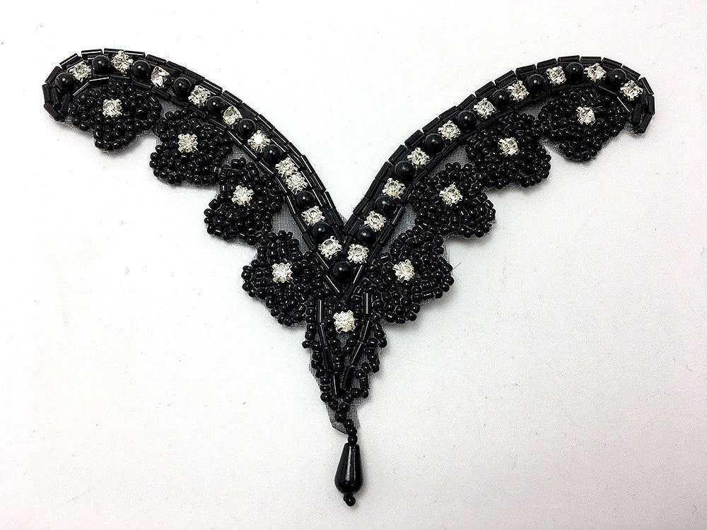 Designer Motif with Black Beads and Rhinestones 6