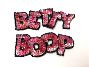 Betty Boop Colors Red, Fuchsia or Purple Sequins Black Beads 5"w x 1.5" and 4.5"w x 1.5"