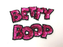 Load image into Gallery viewer, Vintage Cartoon Diva Name in Colors Red, Fuchsia or Purple Sequins Black Beads 3.5&quot; x 1&quot; and 3&quot; x 1&quot;