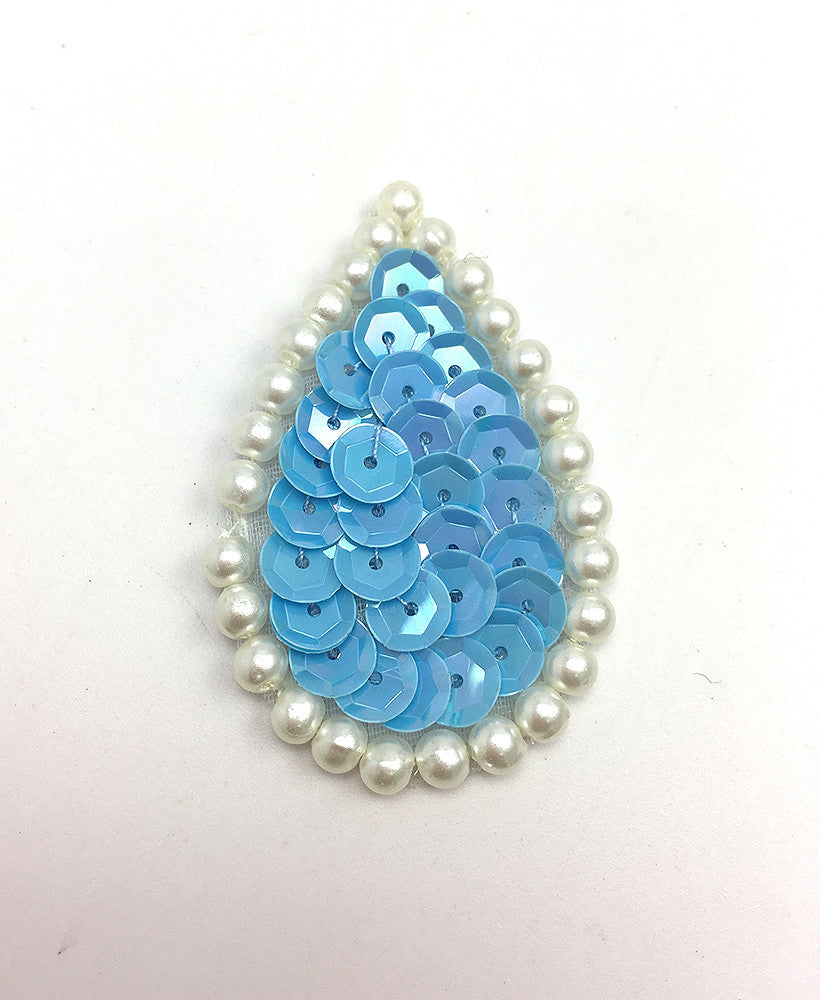 Designer Teardrops with Choice of Color Sequins and White Pearl Beads 1.75"