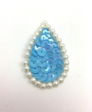 Load image into Gallery viewer, Designer Teardrops with Choice of Color Sequins and White Pearl Beads 1.75&quot;