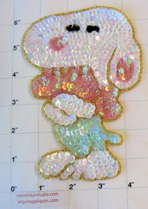 Snoppy with Pastel Sequins and Gold Beads 6" x 4"