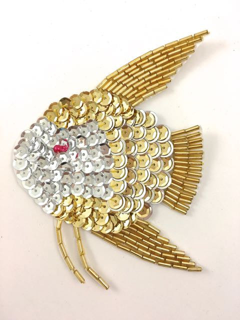 Fish Gold and Silver Sequins and Beads 3.5