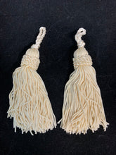 Load image into Gallery viewer, Tassel pair lite gold nylon 5&quot; and one white single 3&quot;