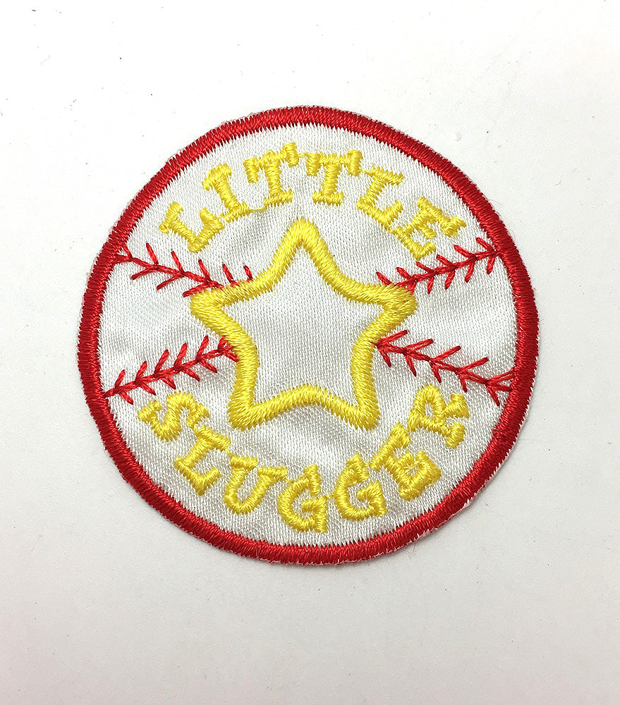 Little Slugger Baseball Motif Kids Embroidered Iron-on 2"