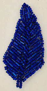 Leaf Pair with 4 Variant Colors Royal Blue, Pink, Red, Black Beads 3" x 1.5"