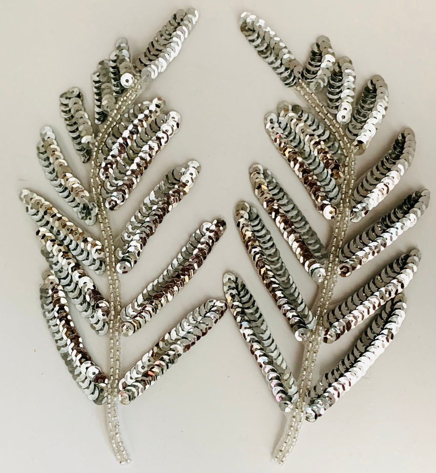 Designer Pair Leaf with Silver Sequins and Beads 9