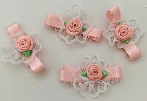 Flower set of 5 satin and lace 1"