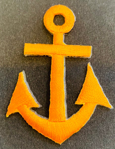 Anchor, White and Orange Colors available Embroidered Iron-On 2" x 1.5"