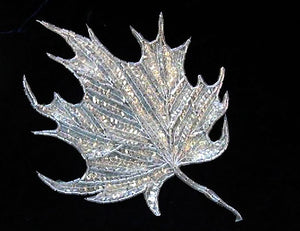 Leaf with Crystal Iridescent Sequins and Beads 8" x 6"