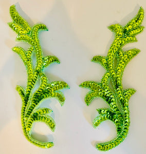 Leaf Pair Lime Green and 4 Singles 7.5" x 3"