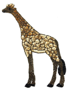 Giraffe with Bronze and Gold Sequins and Beads 11" x 4"