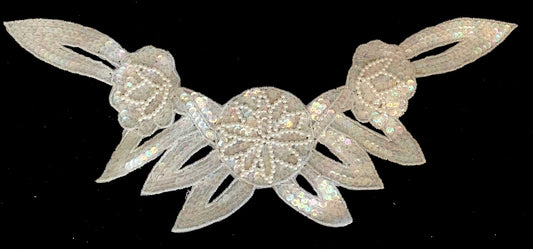 Flower Neckline with Iridescent Sequins and Beads In middle flower 16" x 8"